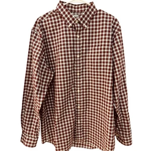 Camisa de algodón L.L.Bean para hombre borgoña a cuadros manga larga con botones L - Imagen 1 de 5