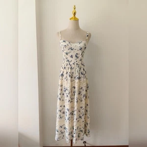 REFORMATION Dina Dress Blue Floral Size 6 Orig. $298 NWT - Picture 1 of 8