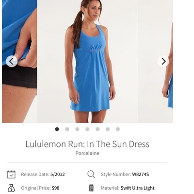 Vestido Lululemon Run In The Sun azul atlético espalda deportiva para mujer Foto 1 de 4