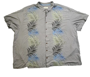 TOMMY BAHAMA Men’s Collard Silk Short Sleeve Shirt Front Tropical Embroidery 5XL - Picture 1 of 4