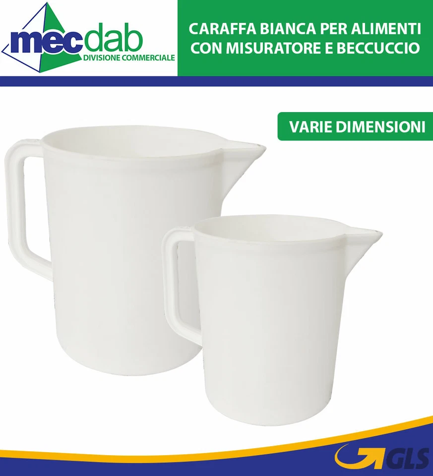 Caraffa Per Alimenti Graduata Con Beccuccio Da 1,2 / 3 LT Giarra Bianca - Immagine 1 di 1