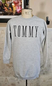 Tommy Hilfiger Oversized Sweatshirt Men's Medium ~ Grey Spellout Embroidered - Picture 1 of 12