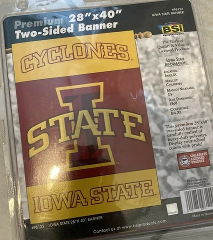 Iowa State Cyclones DOUBLE SIDED 28 x 40 BANNER ! FREE SHIPPING ! FAST SHIPPING Cover