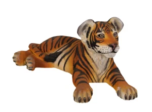 Tiger Cub Lying Statue Cute Realistic Figure Lifesize Model Jungle Wild Cat - Picture 1 of 9