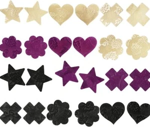 Pasties Pack Rave Glitters Sticky Nipple Covers for Women Black & Purple  - Picture 1 of 1