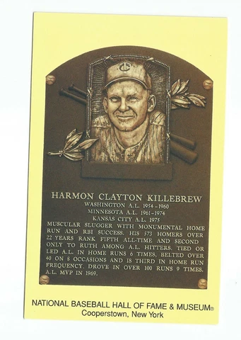 HARMON KILLEBREW Hall of Fame Plaque Card - Minnesota Twins Cover