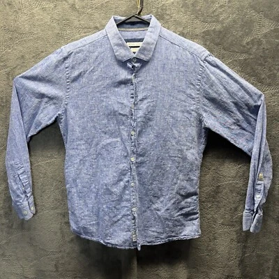 Royal Coast Shirt Men L Linen Blend Woven Riviera Button Front - Image 1 of 4