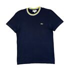 LACOSTE Embroidered Mini Logo Short Sleeve Ringer T-Shirt Small Navy Blue
