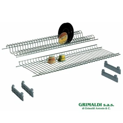 SCOLAPIATTI 86CM A DOPPIA RETE + PENSILE DA 4 SUPPORTI PORTA PIATTI INCASSO PKR - Immagine 1 di 2