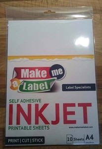 10 A4 White Self-adhesive Glossy INKJET Photo Paper Sheets Stickers 115 GSM - Picture 1 of 6