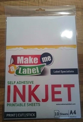 10 A4 White Self-adhesive Glossy INKJET Photo Paper Sheets Stickers 115 GSM - Image 1 of 4