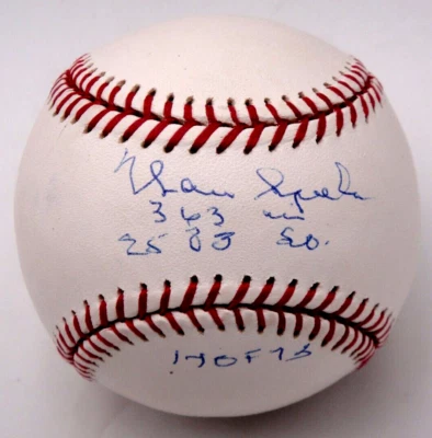 WARREN SPAHN 363 W'S 2583 SO HOF 73 BECKETT CERTIFIED SIGNED BASEBALL AUTOGRAPH - Image 1 of 4