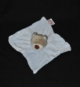 Peluche doudou ours plat BENGY bleu blanc flocon givre bandana TTBE - Picture 1 of 2
