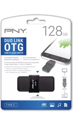 PNY 128GB Duo Link USB 3.1 Type-C OTG Flash Drive for Android Devices  - Image 1 of 4
