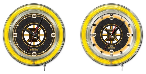 NHL - Boston Bruins Double Neon Ring, Logo Clock Hockey Team Logo Cover