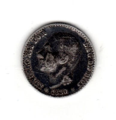 SPAGNA SPAGNA 50 CENTESIMI 1880 ALFONSO XII ARGENTO ARGENTO - Immagine 1 di 2