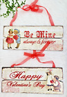 Valentines Day Hanging Wood Signs Be Mine Decor 2 Pc Vintage Style 2 Pc Kids 13"