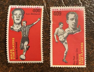 Sun Soccer Stamps - Wales Stam Players - Allchurch (400) & Paul (409) - Picture 1 of 2