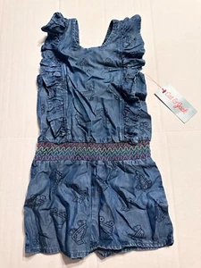 Toddler Girls' Romper - Cat & Jack Denim Blue 3T - Picture 1 of 6