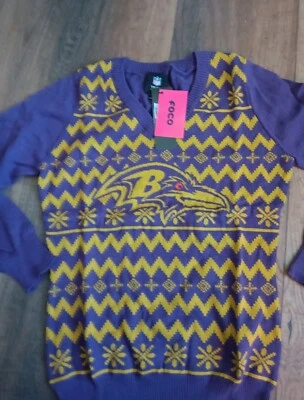 NFL Baltimore Ravens Ugly Christmas Sweater Womens MED. RARE FOCO  - Image 1 of 4