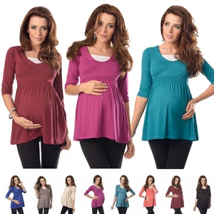 3/4 Sleeved Maternity Top Tunic Pregnancy Clothing Size 8 10 12 14 16 18 5200 - Picture 1 of 30