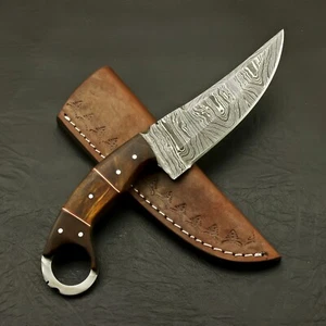 Beautiful handmade Damascus Steel karambit skinner knife full tang | Wood handle - Picture 1 of 6