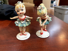 Lot of 2 Vintage Lefton Christmas Ballerina Little Miss Mistletoe Figurines