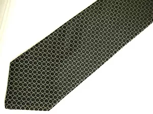 DKNY Mens Necktie Tie Black Grey Geometric 57" 100% Silk Made in USA Career - Picture 1 of 4