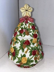 ROYAL ALBERT OLD COUNTRY ROSES SEASONS OF COLOR CHRISTMAS TREE COOKIE JAR TREAT - Picture 1 of 12