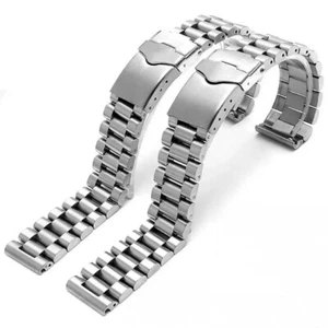 20mm,22mm Massiv 316L Schwer Edelstahl Uhrenarmband Doppelverschluss Watchband - Bild 1 von 4