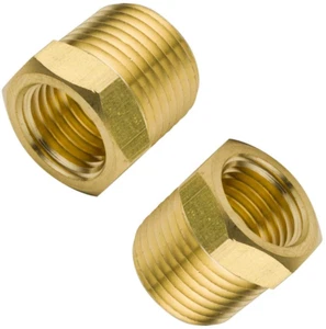 Messing Rohrverschraubung Sechskant Buchse 1/2" NPT Außengewinde auf 1/4" NPT Innengewinde Adapter 1200Psi - Bild 1 von 12