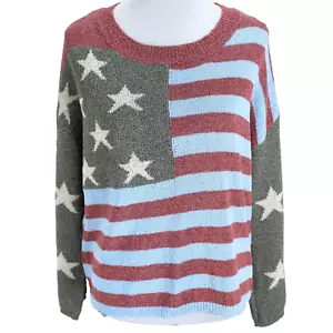 Pol Flag Pullover Damen Größe S Sterne Streifen Langarm Drop Shoulder Pulli - Bild 1 von 7