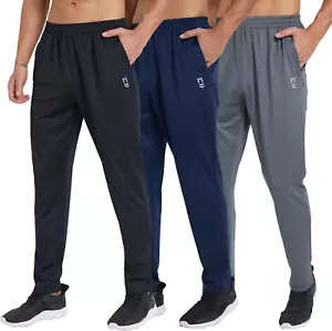 Men'S Sweatpants with Zipper Pockets Open Bottom Athletic Pants for Jogging Work - Picture 1 of 5