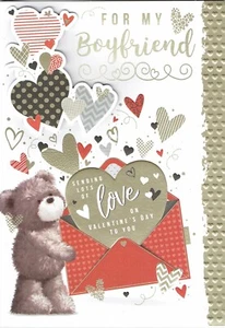 BOYFRIEND VALENTINE'S DAY CARD LARGE Quality Valentines Day Cute Design - Picture 1 of 3