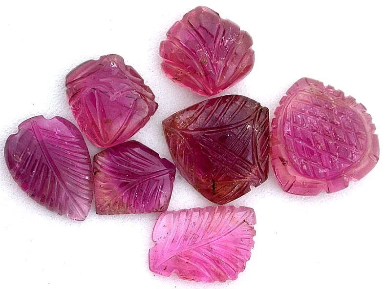 Lote de 24,49 quilates siete piedras preciosas talladas hojas de turmalina rosa natural Foto 1 de 1