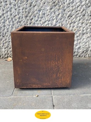 Fioriera Corten vaso architettura arredo urbano terrazzo vaso fiori design 40x40 - Image 1 of 2