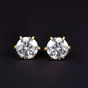 0.5ct Earrings Yellow Gold Diamond Test Pass Lab-Created VVS1/D/Excellent - Picture 1 of 7