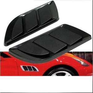 Car HOOD FENDER AIR Scoop Decorative Vent Cover BLACK X 2 PIECES - Picture 1 of 5