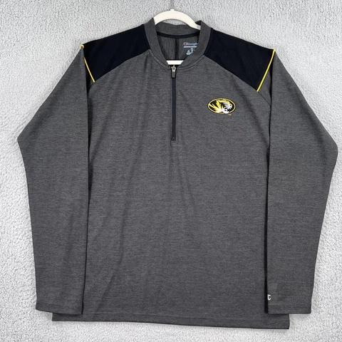 Missouri Tigers 1/4 Zip Pullover Mens XL Champion Athleticwear Gray Polyester Cover