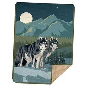 Outdoor Camping Blanket with Sherpa Lining, Extra Warm 78 x 56 inches Dark Blue - Picture 1 of 7