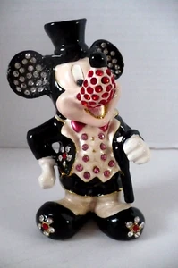Disney Rhinestone Studded Brass Mickey Figurine in Tuxedo - Picture 1 of 5