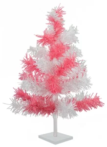 18'' Pink & White Tinsel Tree Christmas Valentine's Day Holiday Tree 1.5' - Picture 1 of 6