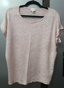 Camiseta de lino para mujer EAST talla S blusa de gran tamaño rosa blanca floral semi transparente - Imagen 1 de 12