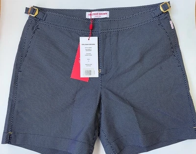 ORLEBAR коричневый синий жаккардовый золотой бульдог X плавки размер 32 $450 - Изображение 1 из 4