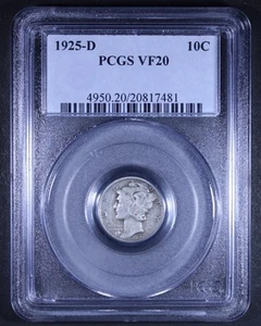 1925-D Mercury Dime - 10c PCGS VF20 - Picture 1 of 4