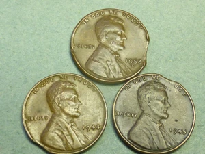3 DIFFERENT DATES CLIP PLANCHET WHEAT LINCOLN CENTS - Picture 1 of 2