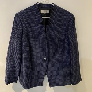 Tahari Women’s 1 Button Blazer- Blue Tweed- Size 16W - Picture 1 of 4