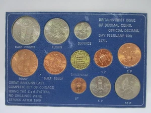 Münzsatz - Großbritannien Crown/Pence 1971 - VZ in Plexigl. GS5698 - Picture 1 of 2
