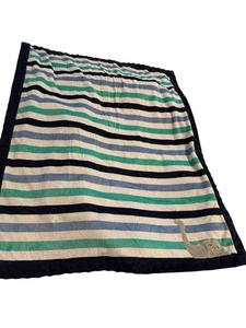 Carters Child of Mine Dinosaur Baby Blanket Blue Green Gray White Stripe Sherpa - Picture 1 of 11