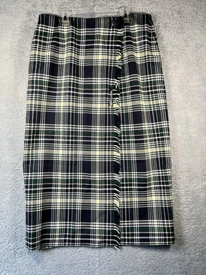 Falda envolvente a cuadros 100 % lana talla 14 Talbots maxi flecos tartán lápiz vintage Foto 1 de 4